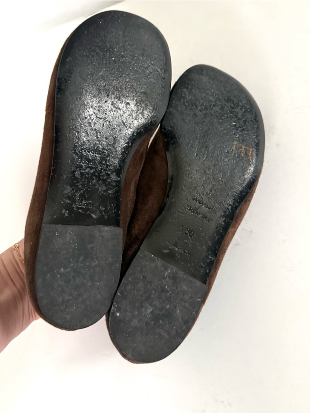 Proenza Schouler Glove Suede Ballerina Ballet Flats Chocolate Brown Size 36 - Picture 12 of 13